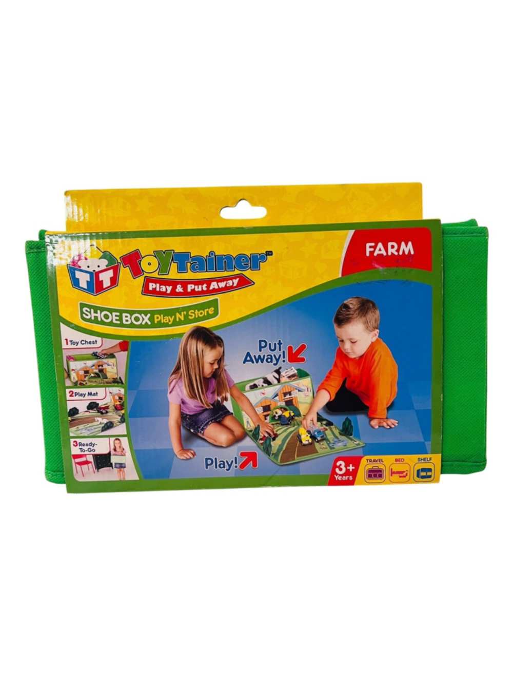 Toytainer Play-N-Store Shoebox Farm Toy Fold Out Play Mat Portable NEW